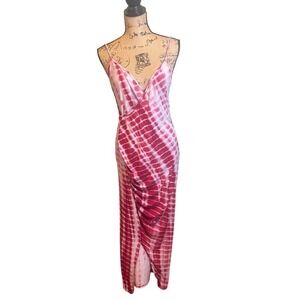 Heart & Hips Womens TIe Dye Boho Bodycon Summer Resort Maxi Dress Pink Large